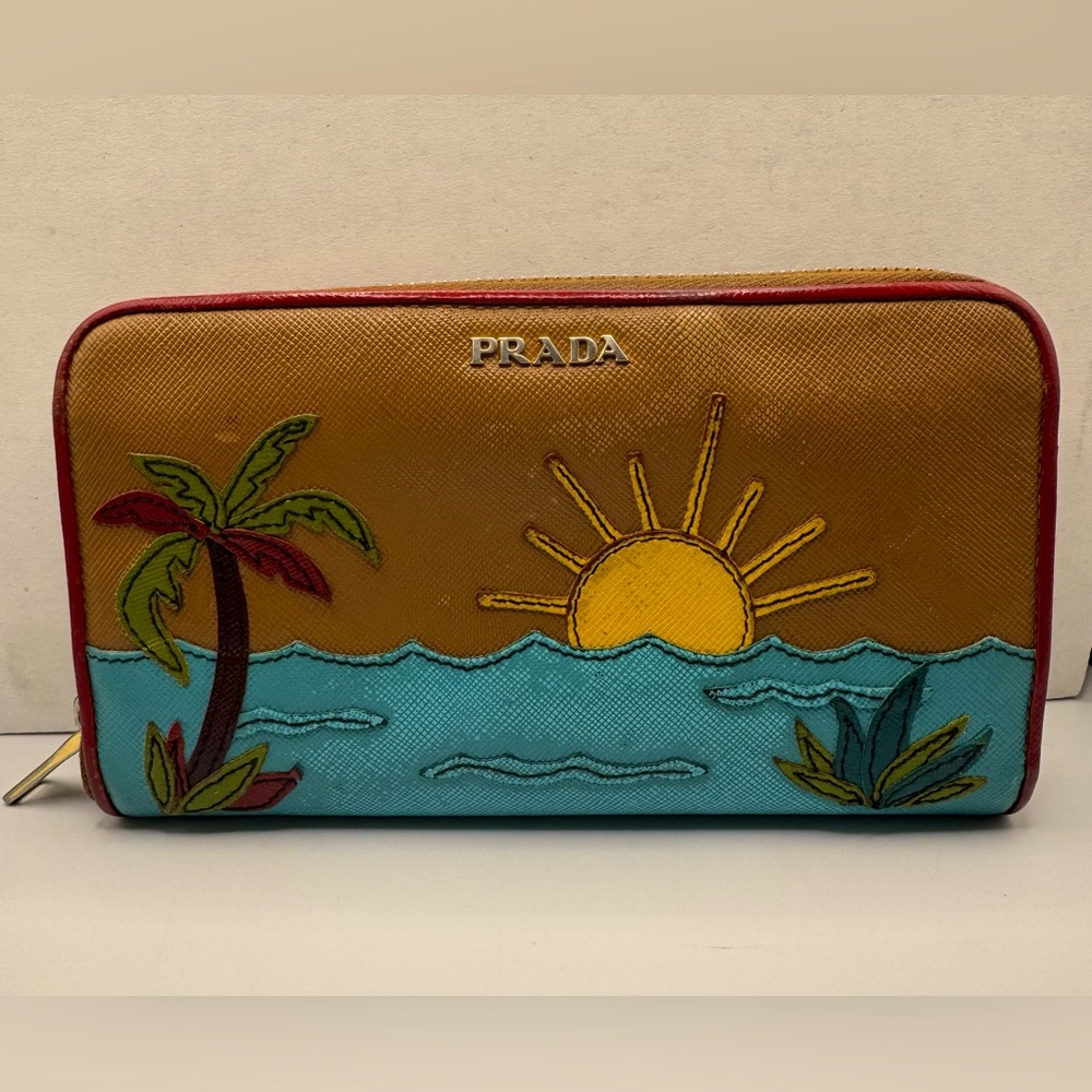 Prada Saffiano Leather Beach Edition Wallet- Rare! Includes COA. Preloved.